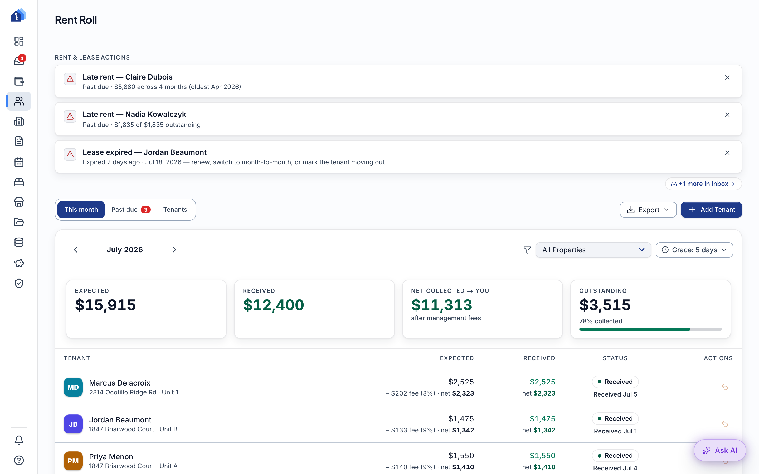 Keystone IQ rent roll